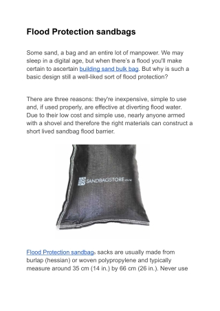 Flood Protection sandbags
