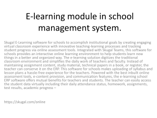 E-learning module in school management system