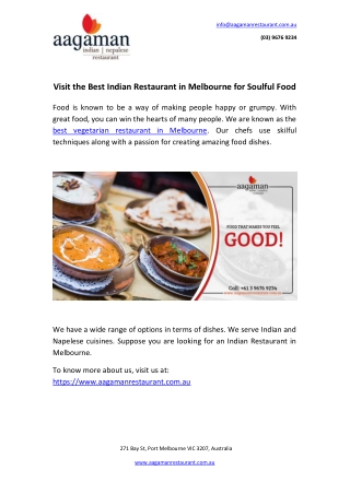 Visit the Best Indian Restaurant in Melbourne for Soulful Food