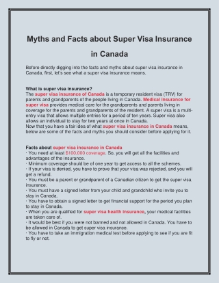 Myths and Facts about Super Visa Insurance in Canada (1)