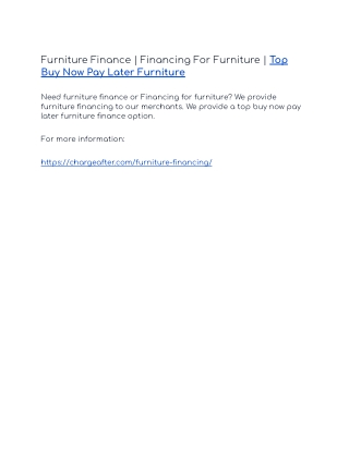 Furniture Finance | Financing For Furniture | Top Buy Now Pay Later Furniture