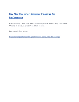 BigCommerce Buy Now Pay Later Consumer Financing Platform