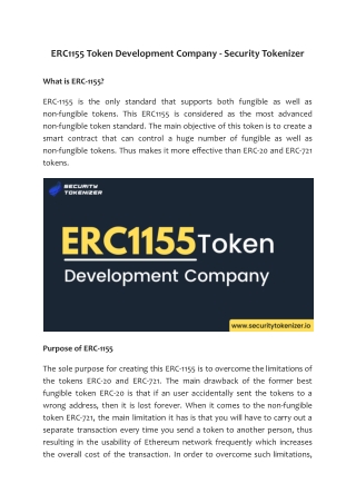 ERC1155 Token Development Company - Security Tokenizer