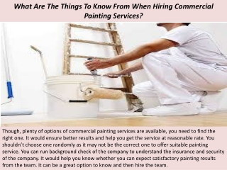 What Are The Things To Know From When Hiring Commercial Painting Services?