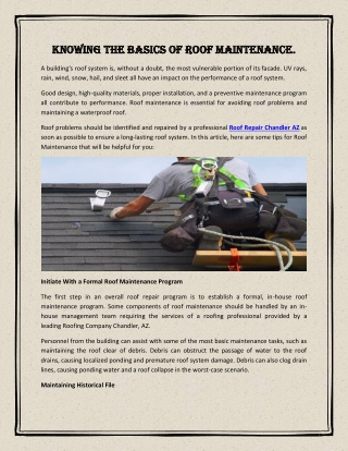 Knowing the basics of Roof Maintenance