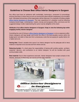 Office Interior Designers in Gurgaon