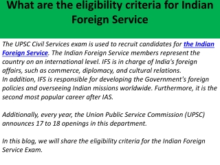 What are the eligibility criteria for Indian Foreign