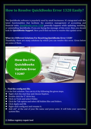 How to Resolve QuickBooks Error 1328 Easily