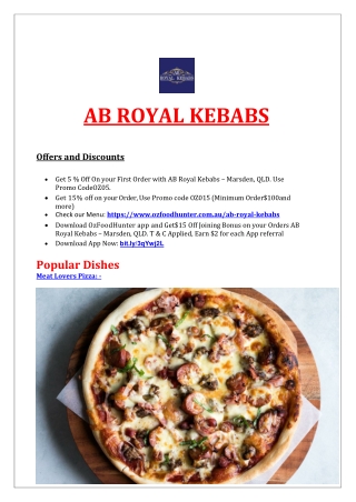 5% Off - AB Royal Kebab’s Menu|Pizza Marsden, QLD