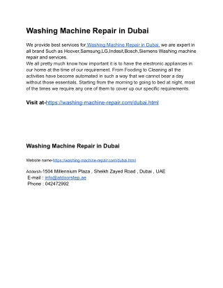 Washing Machine Repair in Dubai