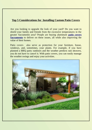What Factors Must Be Considered When Adding Patio Covers to a Home?
