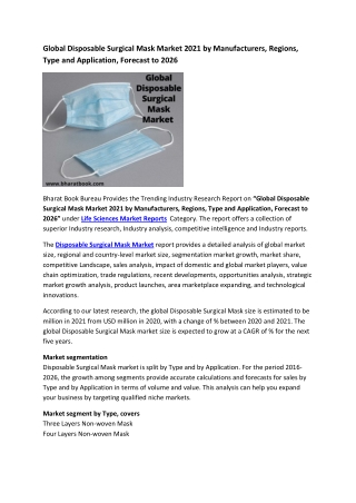 Global Disposable Surgical Mask Market Research Report 2021-2026