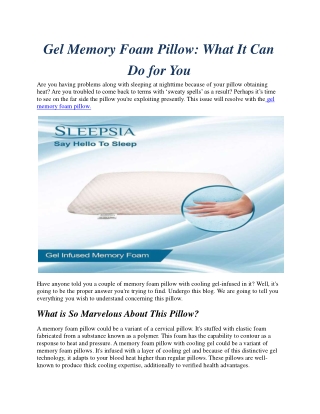 Gel Memory Foam Pillow: What It Can Do for You