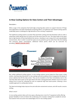 In-Row Cooling Options for Data Centers and Their Advantages