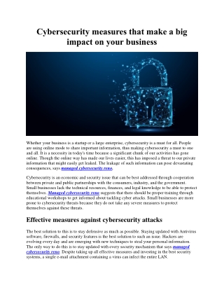 Cybersecurity measures that make a big impact on your business