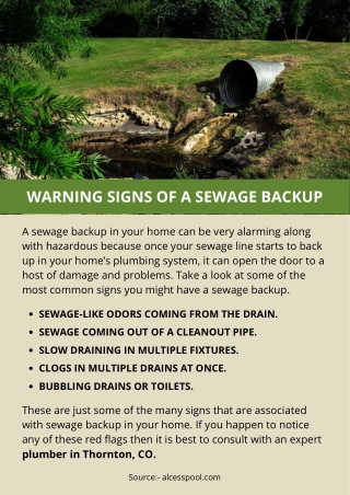 WARNING SIGNS OF A SEWAGE BACKUP