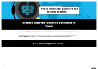 Yahoo Mail Forgot password and security question