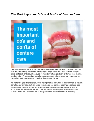 The Most Important Do's and Don'ts of Denture Care