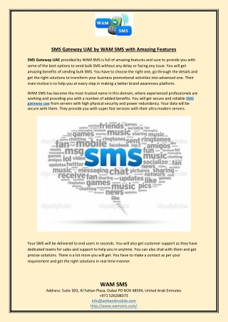 SMS Gateway UAE by WAM SMS with Amazing Features