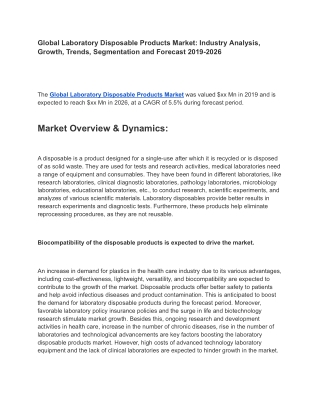 Global Laboratory Disposable Products Market