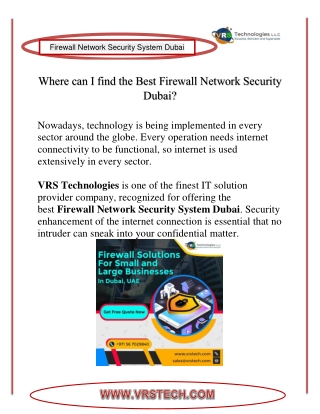 Where can I find the Best Firewall Network Security Dubai?