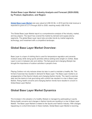 Global Base Layer Market