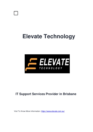 IT Support Services Provider in Brisbane | Elevate Technology