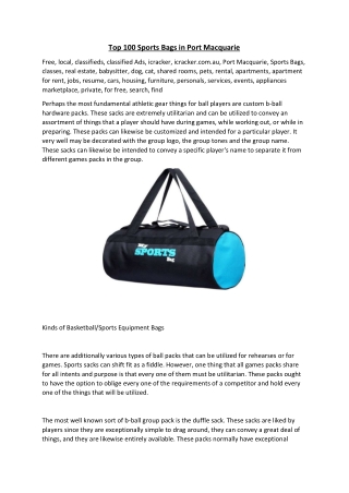 Top 100 Sports Bags in Port Macquarie