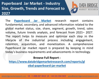 Paperboard Jar Market 2021 Global Industry Size, Share, Growth