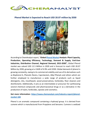 Phenol Market is Expected to Reach USD 20.07 million by 2030