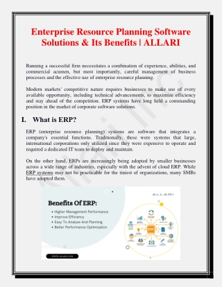 Enterprise Resource Planning Software Solutions & Its Benefits | ALLARI