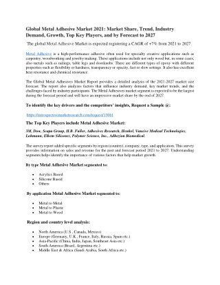 Metal Adhesive Market