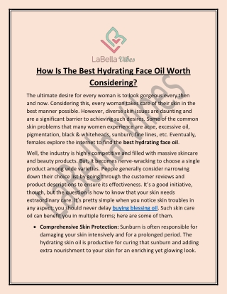 How Is The Best Hydrating Face Oil Worth Considering? | LaBella Vibes