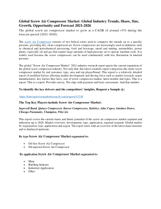 Screw Air Compressor market