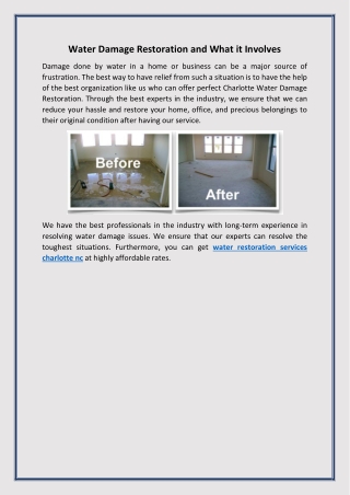 Water Damage Restoration And What it Involves