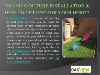 Meaning of Turf installation & How to Get one for your home