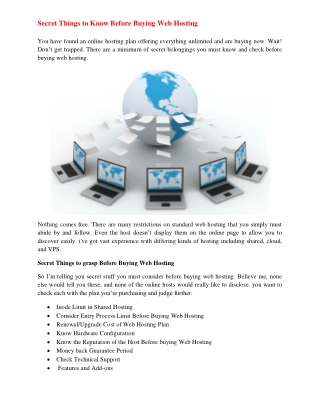 Secret Things to Know Before Buying Web Hosting