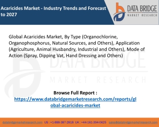 Global Acaricides Market - Industry Trends and Forecast to 2027