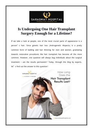 Is Undergoing One Hair Transplant Surgery Enough for a Lifetime?