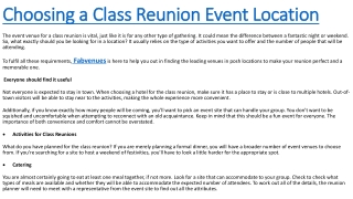 Choosing a Class Reunion Event Location
