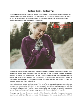 Cat Care Centre Cat Care Tips