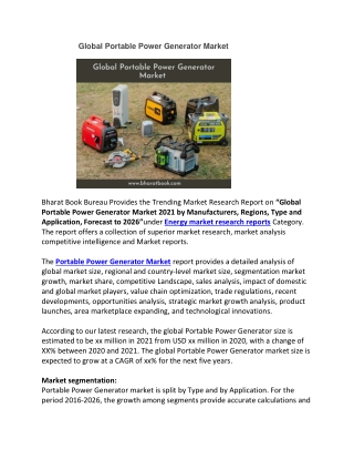 Global Portable Power Generator Market