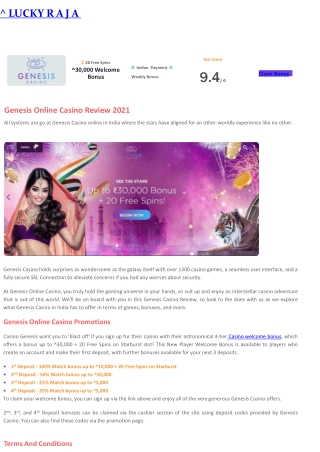 Genesis Online Casino Review 2021