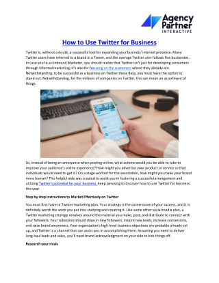 How to Use Twitter for Business | Agency Partner Interactive