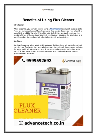 Benefits of Using Flux Cleaner