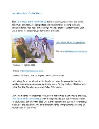 Latin Music Bands For Weddings
