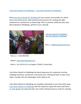 Latin Music Bands For Weddings^ - Latin Music Bands For Weddings