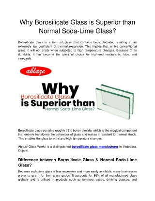 Why Borosilicate Glass is Superior than Normal Soda-Lime Glass