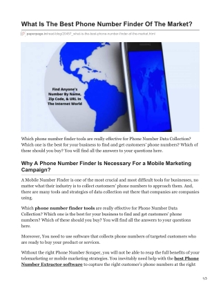 1Which Is The Best Phone Number Finder Of The Market