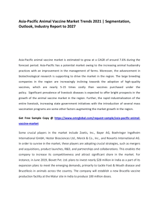 Asia-Pacific Animal Vaccine Market